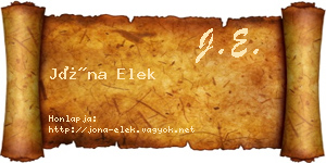 Jóna Elek névjegykártya
